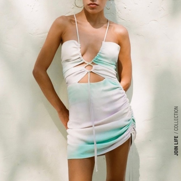 ZARA Tie-Dye Satin Effect Dress Size M BNWT - Picture 3 of 6